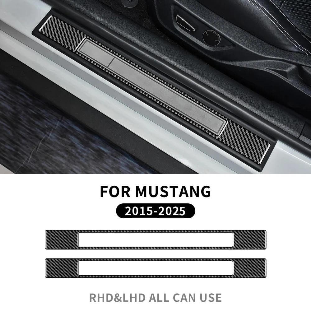 Fibra De Carbono Macia Real Para Ford Mustang GT Acessórios 2015-2022 2023 2024 2025 Adesivo Protetor De Soleiras De Por