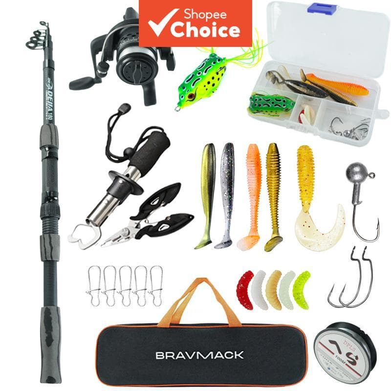 Conjunto Combinado de Pesca Telescópico: Bolsa de Armazenamento Portátil, Vara de Pesca Giratória, Carretilha, Linha de