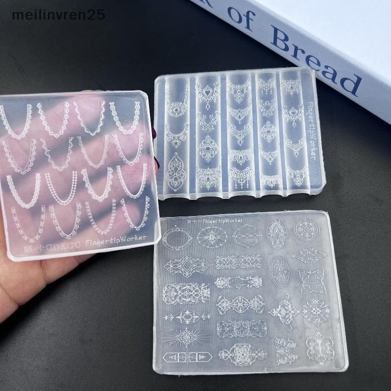 MEL 3D Silicone Nail Art Mold Estilo Europeu Padrões Retro Design De Renda Decoração DIY Modelo De Manicure Transparente