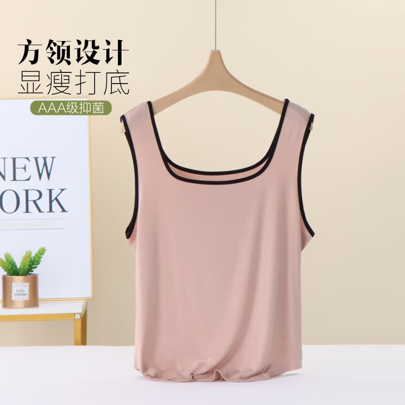2025 verão novo estilo pescoço quadrado magro-ajuste camisola feminina exterior Wear Modal estilo fino mais magro olhar