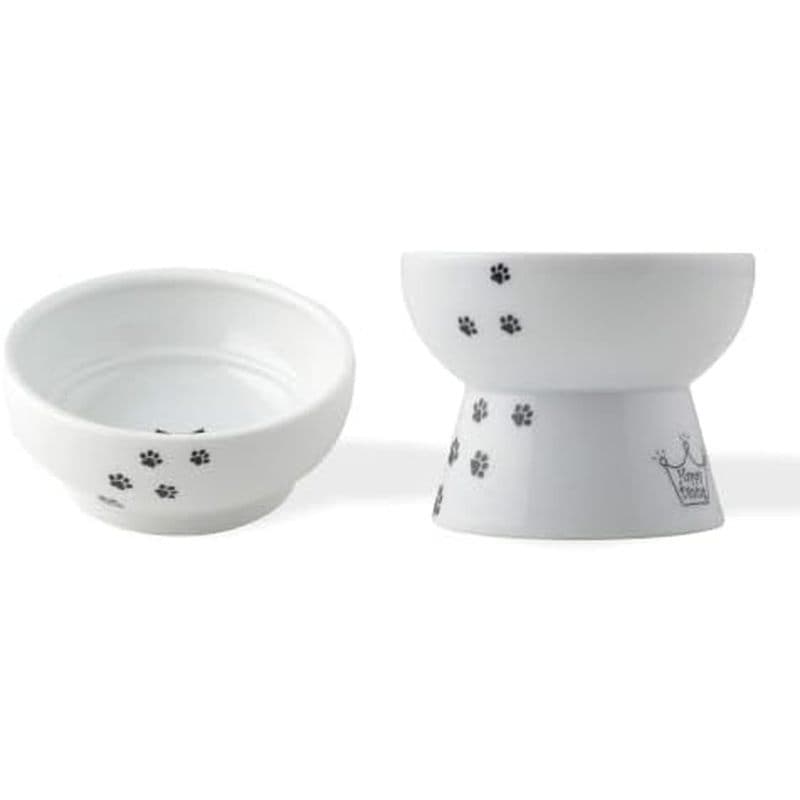 Tigela Rasa E Larga Para Gatos Necoichi + Mini Elevada Comida-Tigelas De Cerâmica Bigode & amp ; Fadiga Do Pescoço , Des