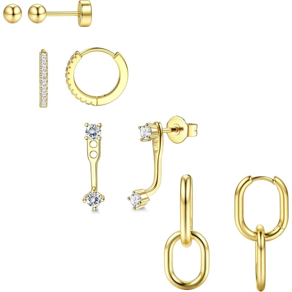 Brincos Pequenos de Argola BESTEEL para Mulheres - Conjunto de 4 Pares de Brincos Hipoalergênicos de Aço Cirúrgico com B