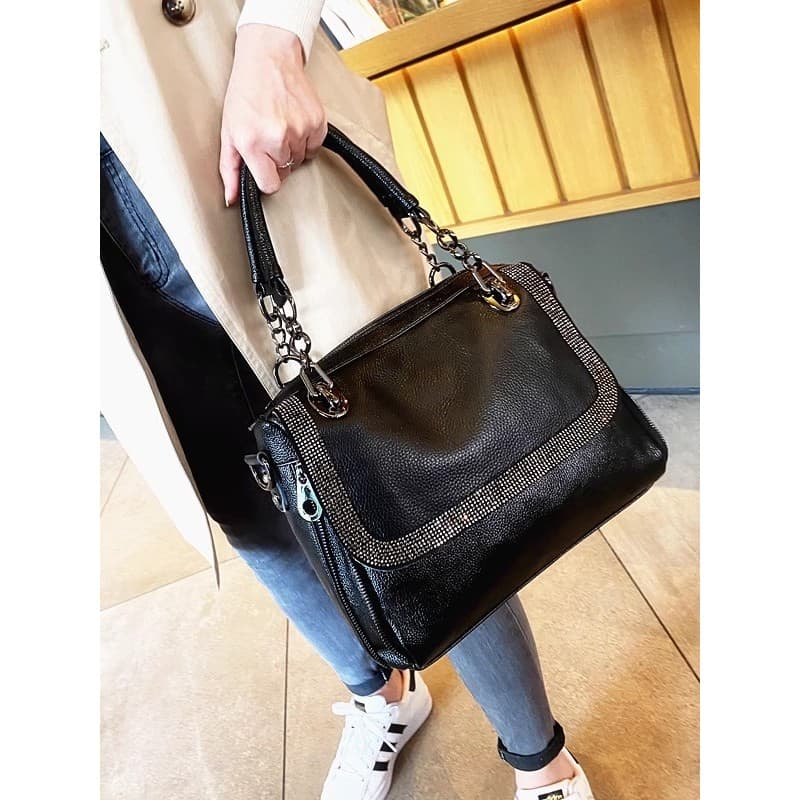 França MKCLACK2025 primavera diamante-cravejado portátil bolsa feminina saco do mensageiro simples Casual bolsa de ombro