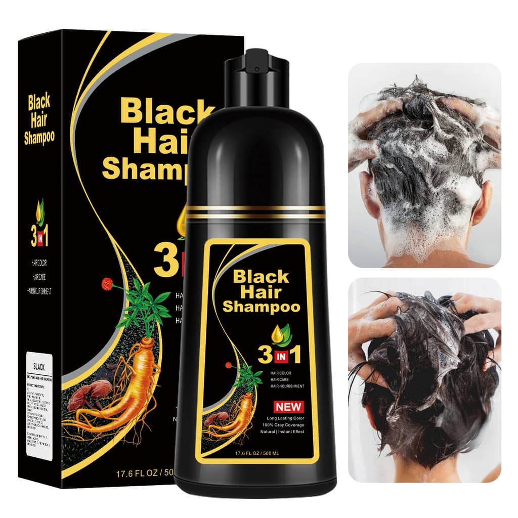 Uma lavagem preto planta pura Shampoo bolha tintura de cabelo natural chinês erva capa cabelo branco genuíno natural pre