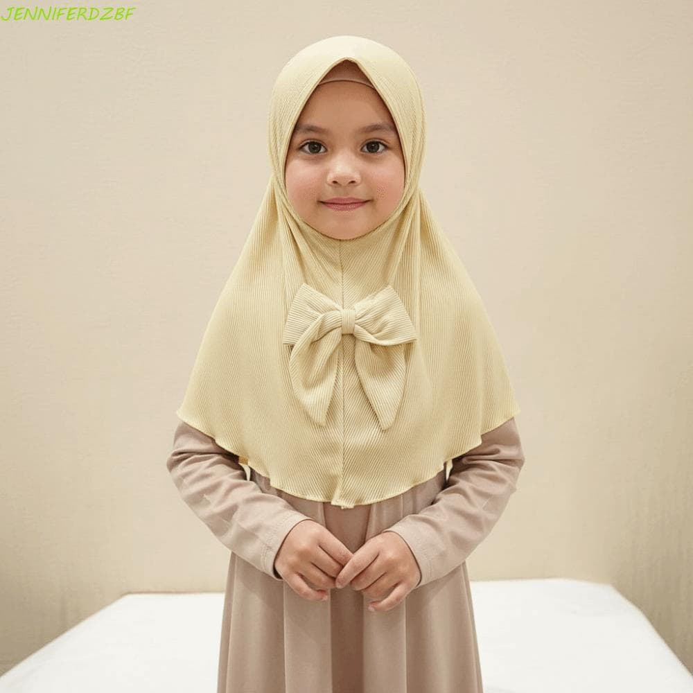 JENNIFERDZBF Kids Instant Hijab , Lenço Respirável Pré-Costurado Com Laço Para Meninas