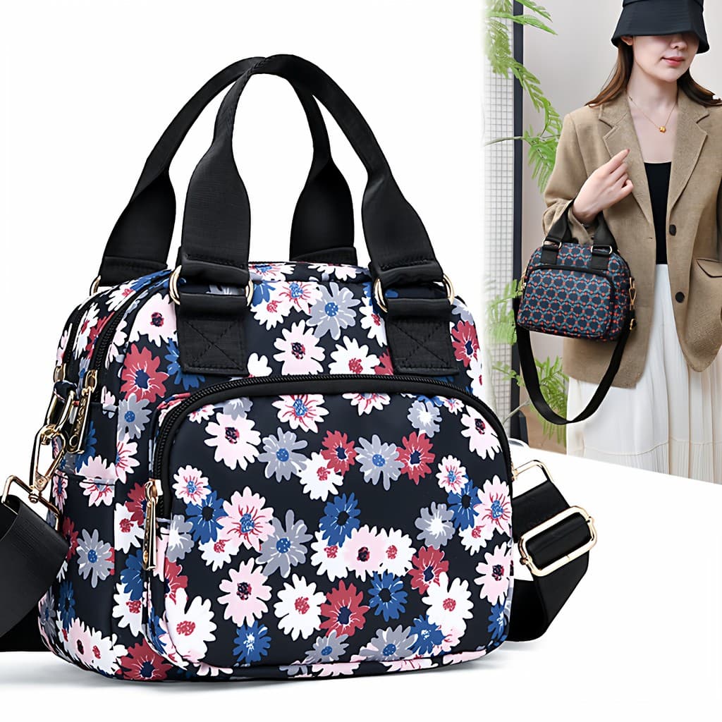 Novo pano de náilon leve bolsa de grande capacidade Oxford pano impresso saco de corpo cruzado repelente de água Multi @