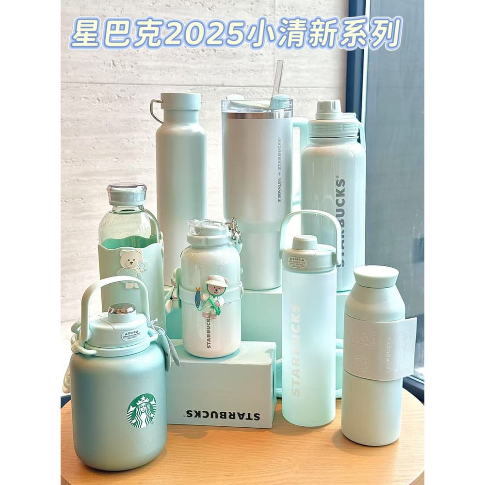 11 Starbucks Cup 2025 Pequeno Fresco Menta Verde Fitness Caneca de Cerâmica Ao Ar Livre Copo Térmico Portátil de Aço Ino