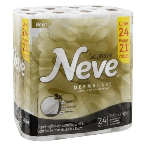 Papel Higiênico  conforto e a suavidade Neve Supreme folha tripla 20M L24ppaque P20