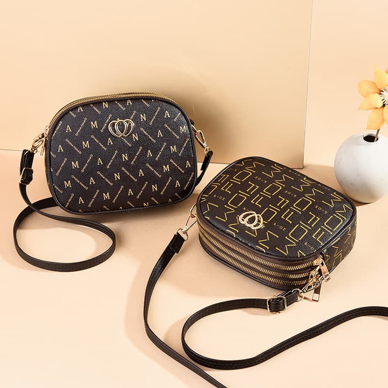 Bolsa bolsa transversal feminino Bolsa mãe de ombro de meia-idade da moda de três camadas