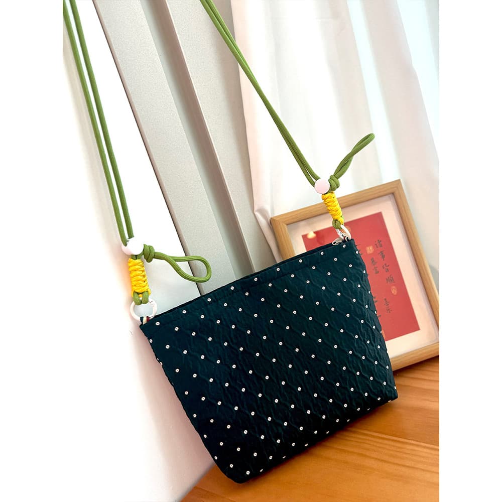 Verão novo estilo japonês coreano preto branco bolinhas pequena fragrância saco do telefone móvel ajustável Cross-body s