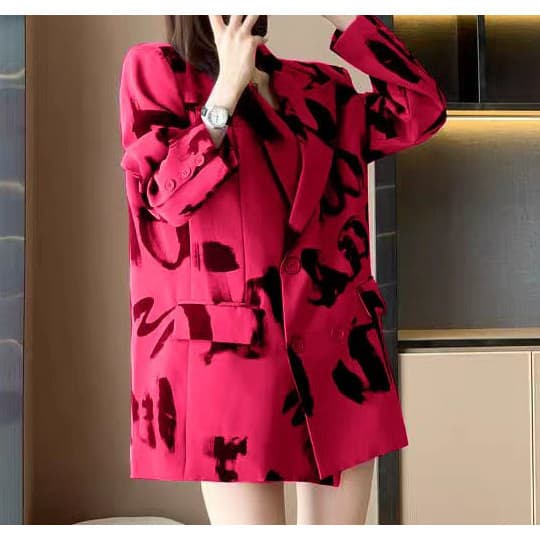 Feminino solto duplo Breasted terno novo estilo Hong Kong estilo Casual moda carta impressa terno jaqueta de manga compr
