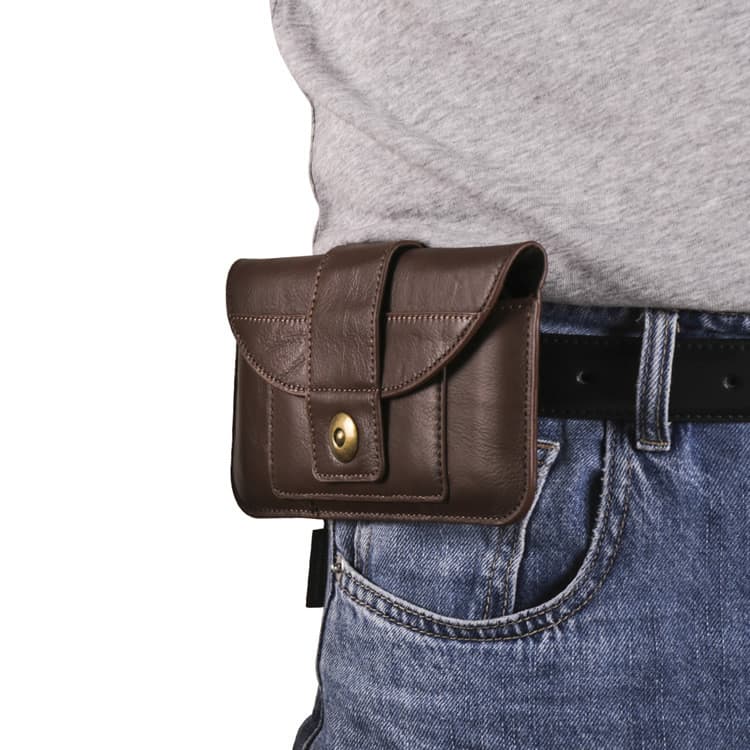Bolsa de couro leve para celular, cinto pendurado na cintura, primeira camada, capa de couro, cintura Horizontal, pai de