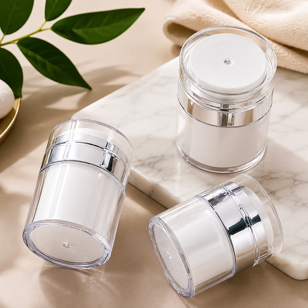 Kit 3 Frascos Airless com Pump 15ml 30ml 50ml | Dispenser Reutilizável para Cremes, Séruns e Cosméticos---WYL Store