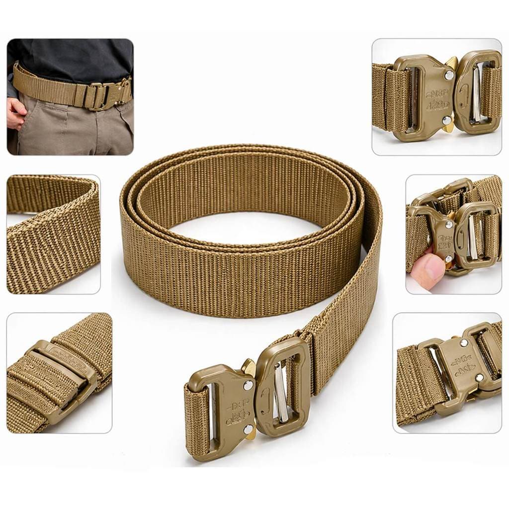 Cinto Tático Nylon Com Fivela Rápida Ajustável Resistente Dourado