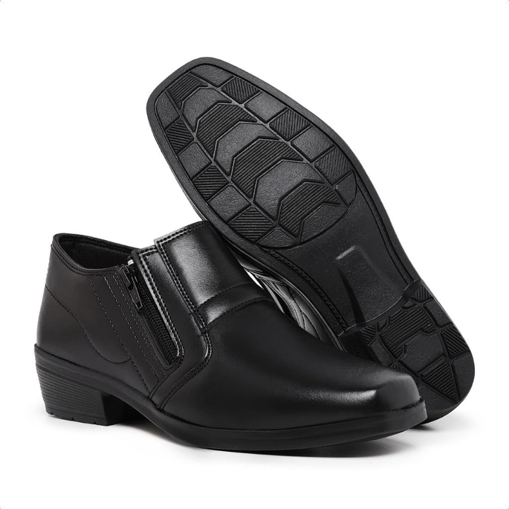 Bota Masculina Social Zíper Laterais Confort Moderna Preta e Café