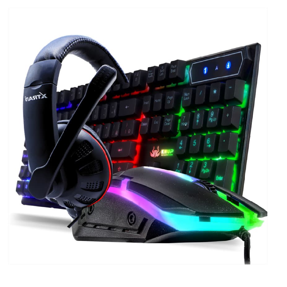 Kit Gamer Teclado Semi Mecânico Tecla Ç Led RGB + Mouse Usb Iluminado + Fone Headphone