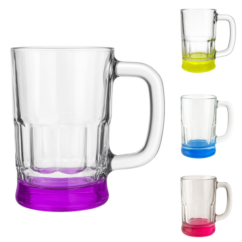 Caneca de Vidro 355ml de Cerveja com Base Colorida Congela abaixo de 0ºC