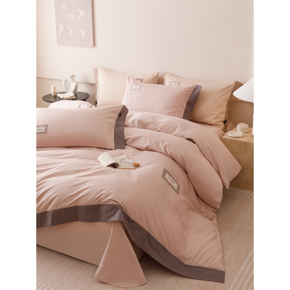 High-End luz luxo classe A simples puro algodão conjunto de quatro peças nu dormir colcha capa lençol algodão cama princ