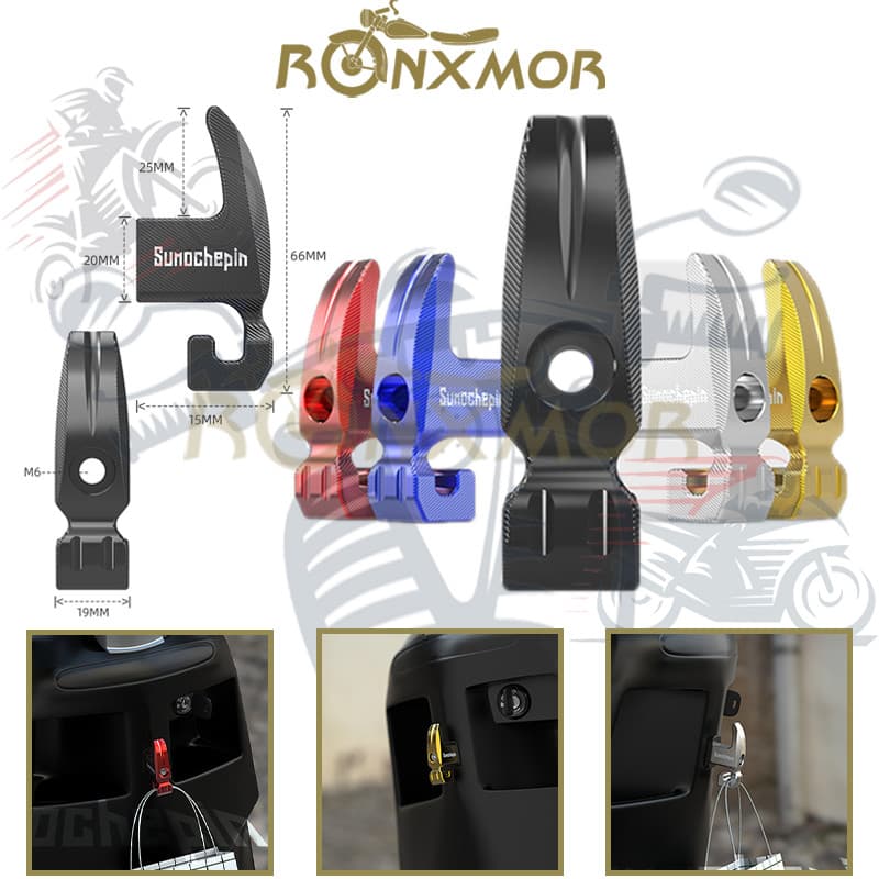 RONXMOR 1 Pc Novo Gancho De Armazenamento De Cabeça De Martelo CNC Para Motocicleta Bicicleta Elétrica Metal Liga De Alu