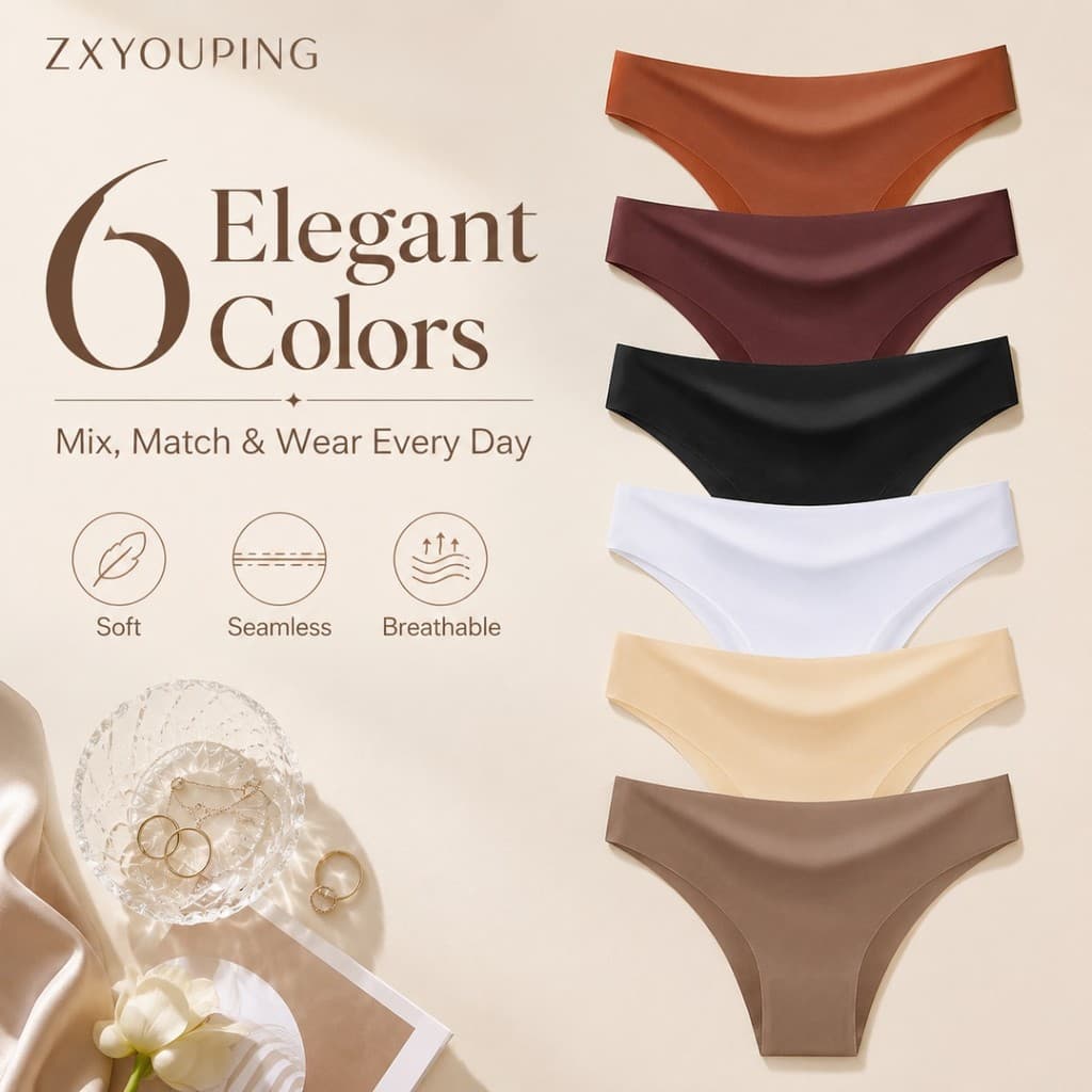 ZXYOUPING 4 Peças De Calcinha Feminina Sem Costura , Roupa Íntima De Cintura Baixa Exibição , Cuecas Respiráveis Elástic