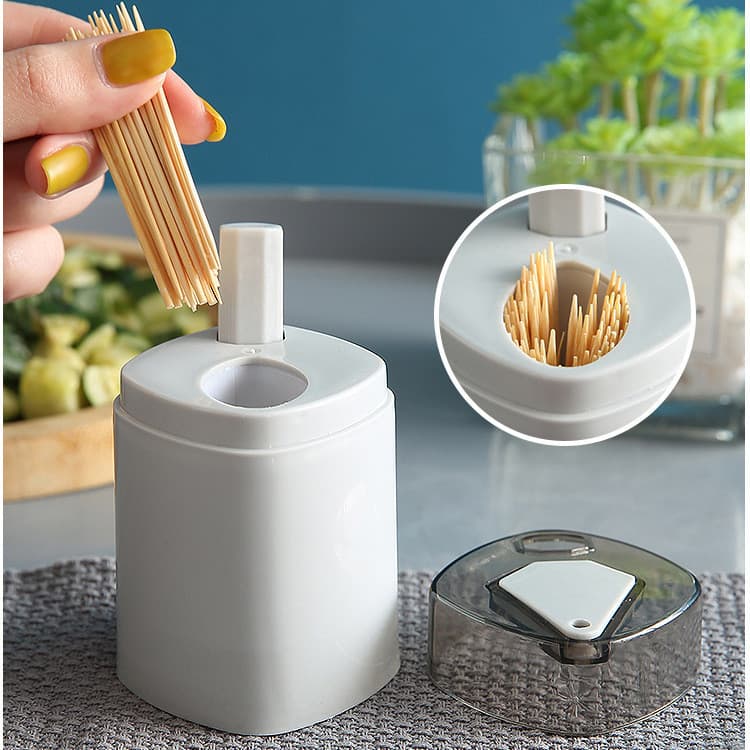 Porta-palitos automático criativo, recipiente de palitos de pressão para uso doméstico, tubo de palitos portátil e práti
