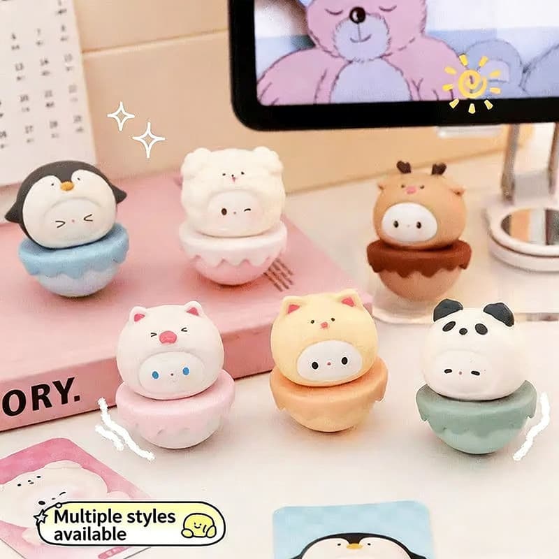 Bonito Tumbler Estabilidade Emocional Série De Cura Escritório Desktop Decoração Resina Porco Ornamento Presente Para Na
