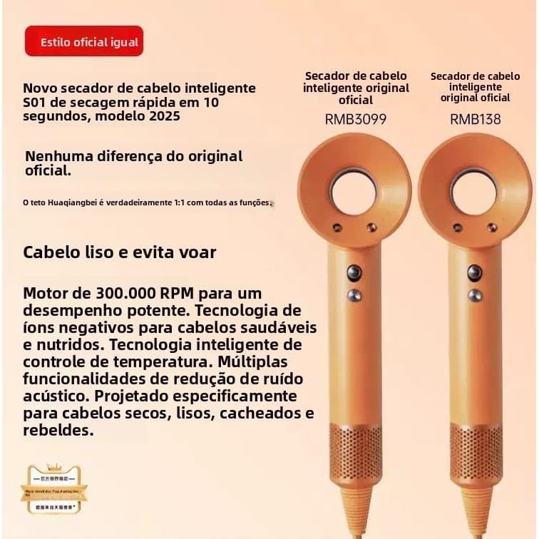 Secador de cabelo doméstico Huaqiangbei Mousen, alta potência, íons negativos, design sem lâminas.