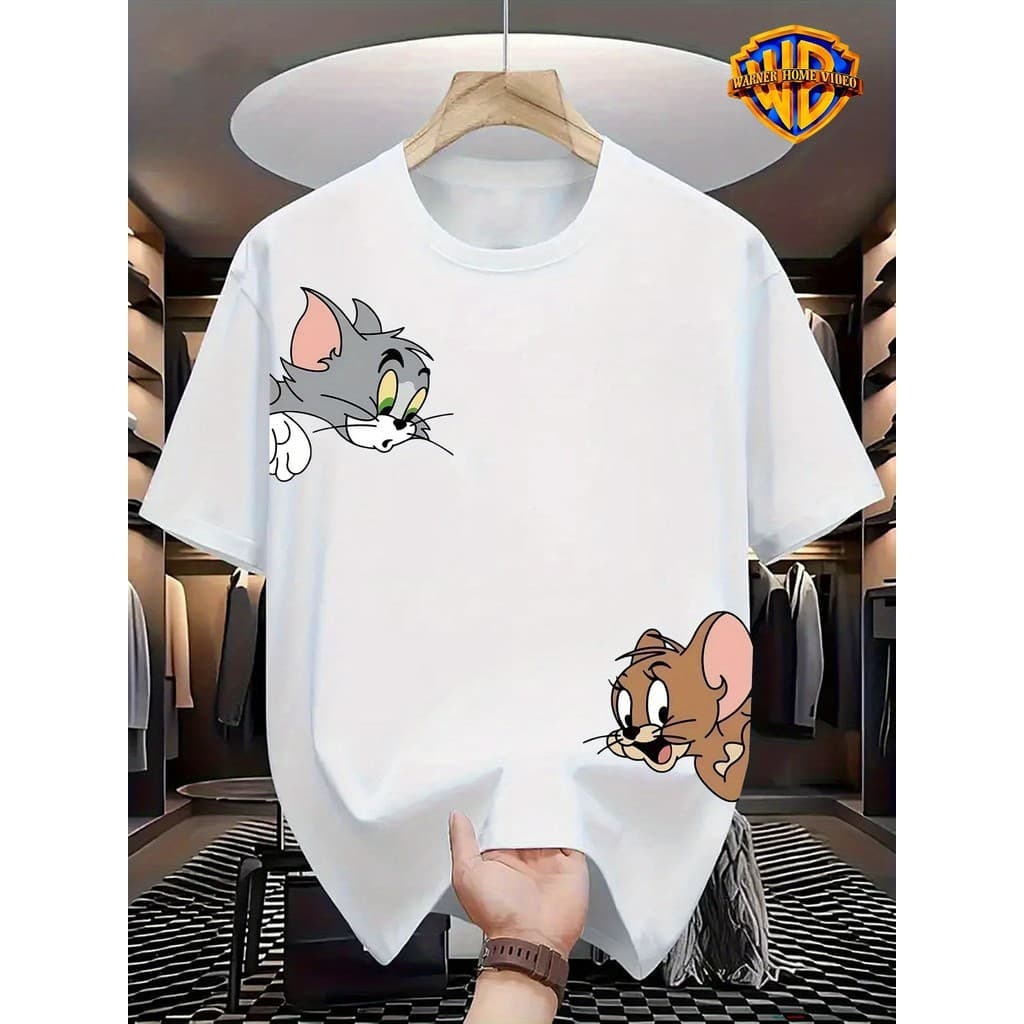T-shirt Casual Tom e Jerry de Uma PeçAdequado para Desporal para Oferecer a Casais, Amigos, Família - Unisexo