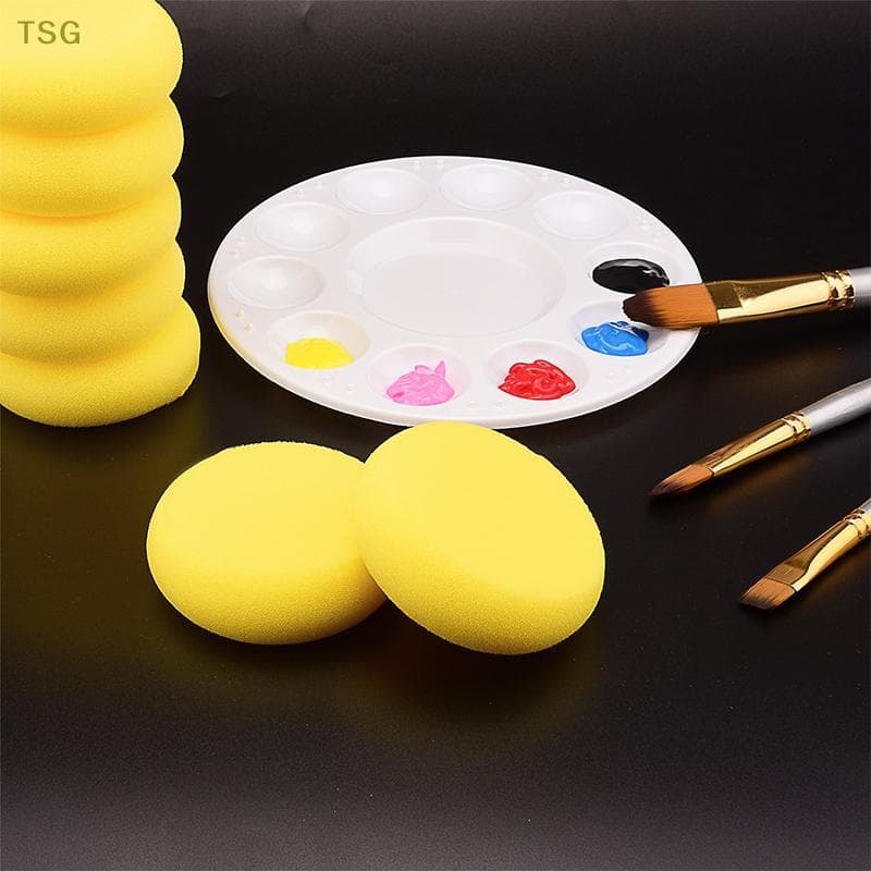 [Trêsgoodstonesgen] 10 Peças De Pintura Infantil Redonda Sintética Aquarela Artista Esponjas Para Artesanato Cerâmica Am