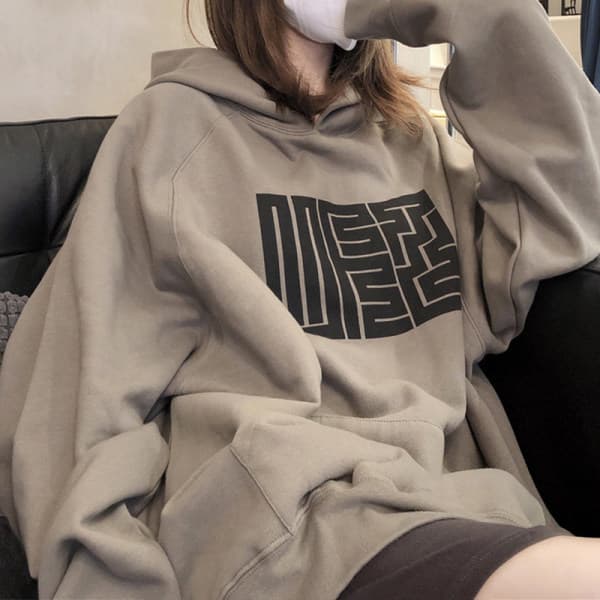 Retro forro de lã moletom feminino 2026 outono inverno novo estilo estudante impresso com capuz solto jaqueta topo femin