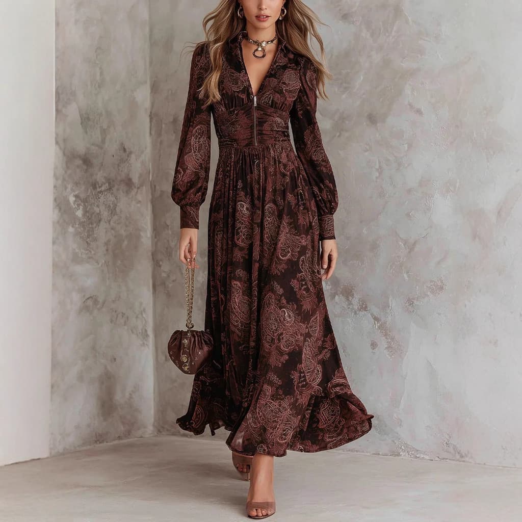 2026 roupas femininas estação independente outono inverno novo estilo saia longa cintura estreita Digital impresso pliss