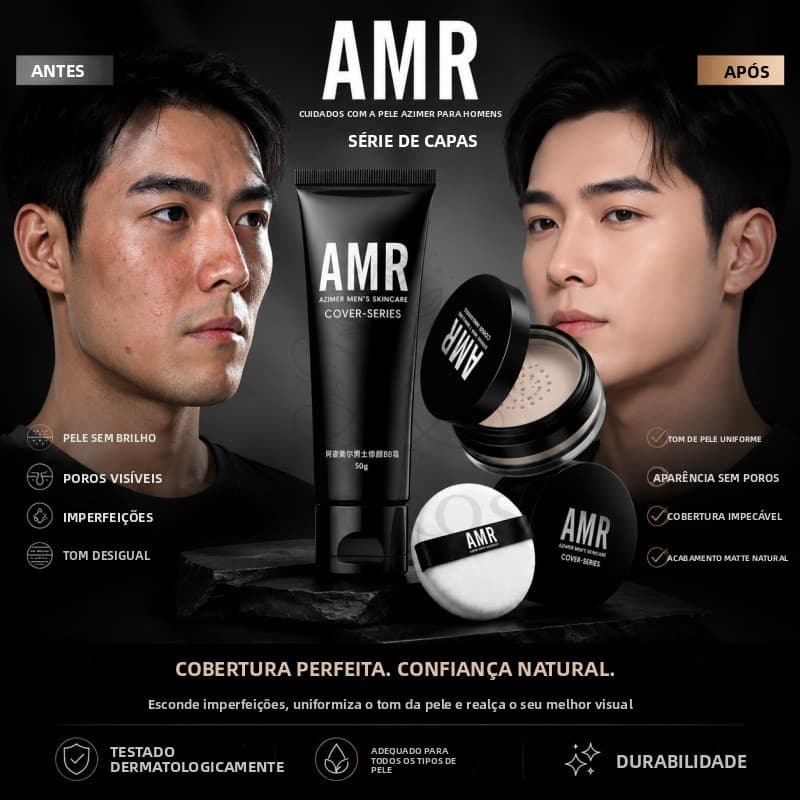 MIIUROSE AMR BB Cream Masculino 3 em 1, Corretivo de Longa Duração, Protetor Solar, Base de Maquiagem à Prova d'Água e S