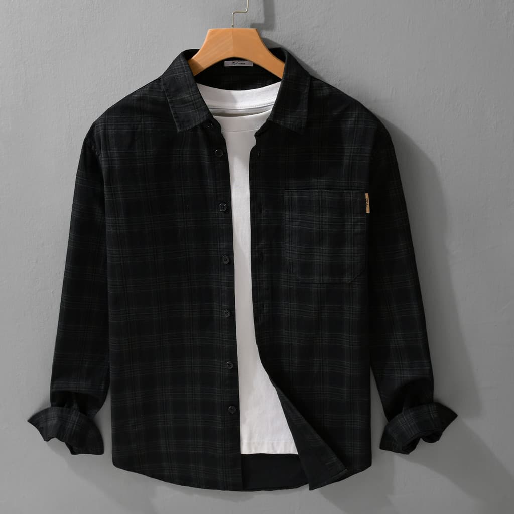 Primavera outono inverno roupas masculinas simples All-Match camisa de manga comprida masculina solta confortável respir