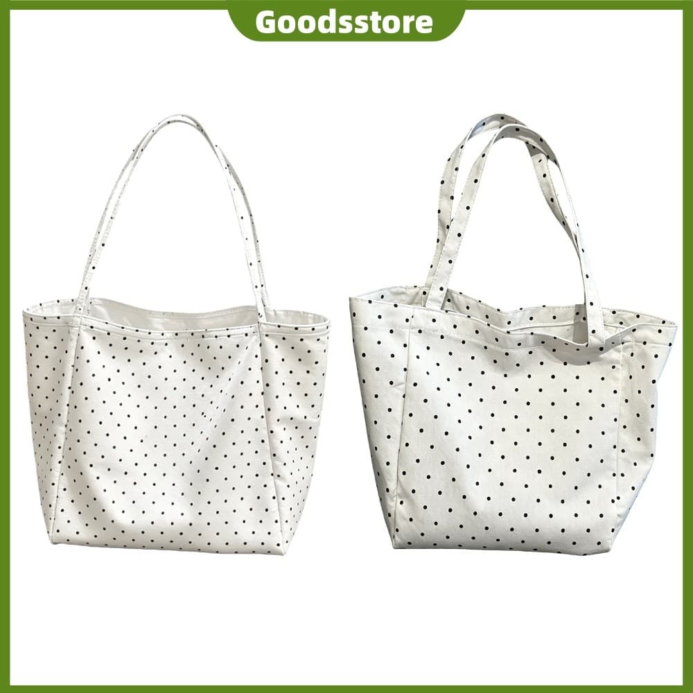 Bolsa De Lona Feminina De Bolinhas Ombro De Grande Capacidade Para Viagens E Compras Casuais [Goodsstore.br]