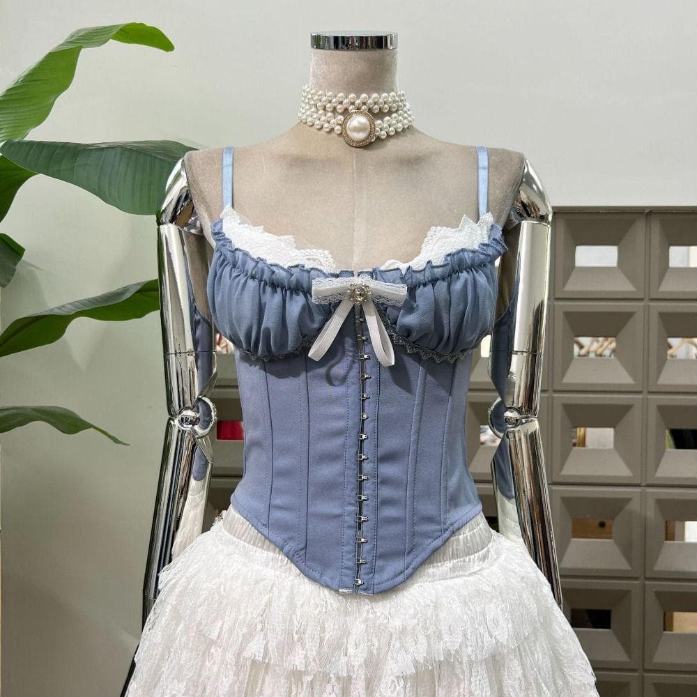 Camisola De Renda Flor , Espartilho Sem Mangas Com Babados , Regata Fivela , Tops Curtos Finos E Doces , Primave