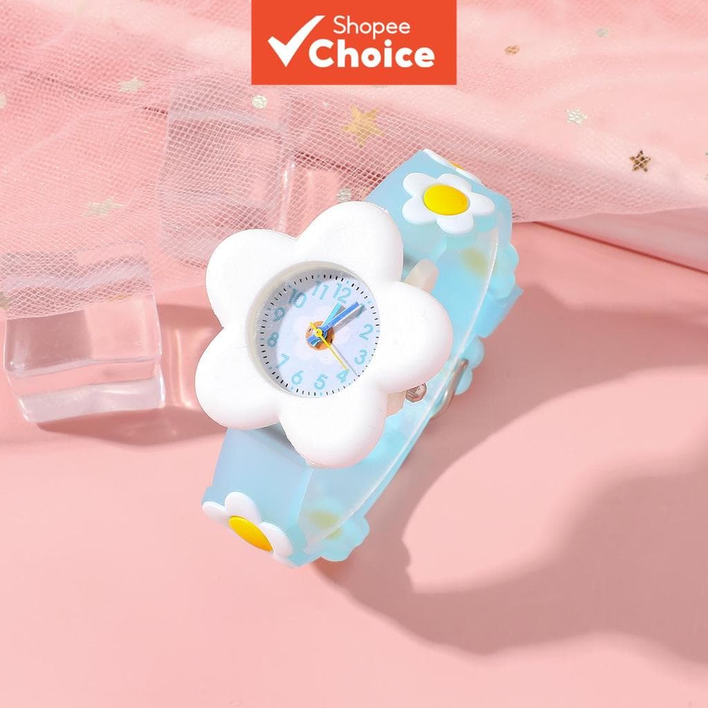 Meninas Daisy Cartoon Silicone Quartz Kids Relógio Digital Para