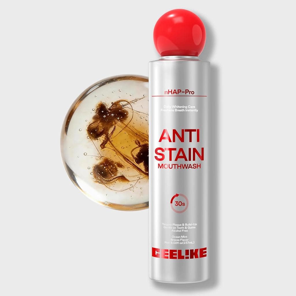 Enxaguante bucal clareador anti-manchas, sem álcool, fórmula nHAP-Pro, refresca o hálito, sabor menta oceânica, 8,02oz