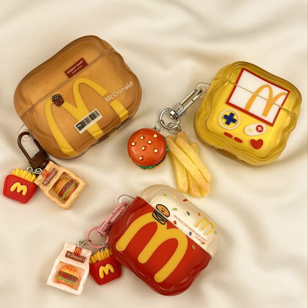 Bonito Hambúrguer Batatas Fritas Para AirPods Pro3 Caso Sem Fio Bluetooth Pro2 Macio Anti-Gota Fone De Ouvido Capa 4