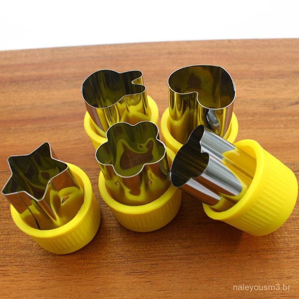 Conjunto de 5 Cortadores de Legumes em Formato de Flor para Crianças, Cortador de Biscoitos em Forma de Estrela, Molde p