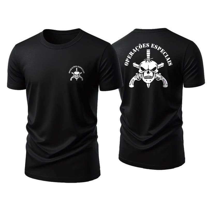Camiseta Operações Especiais Caveira Masculina Dry Fit Camisa Segurança Militar Cac Caveira