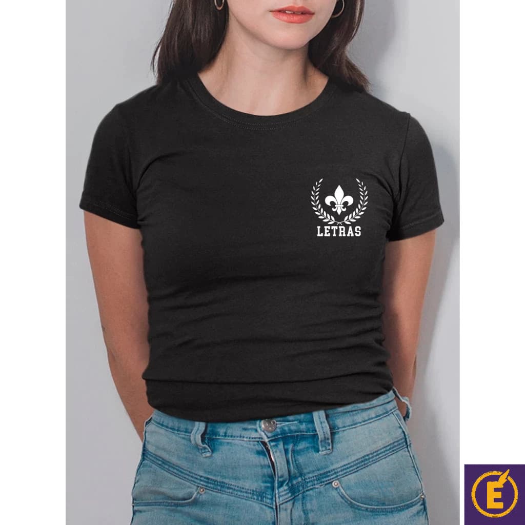 Blusa Feminina Baby Look 100% Algodão Confortável Faculdade Profissão Letras Professora