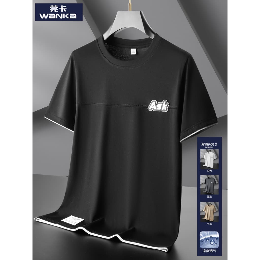 F Falso de duas peças de manga curta camiseta masculina verão Street Wear na moda solta camiseta masculina