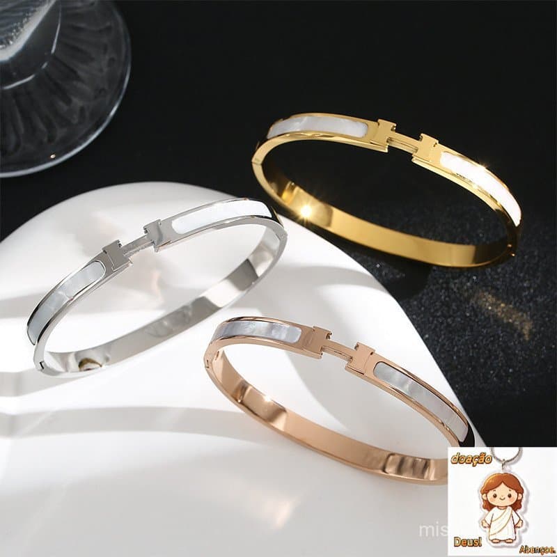 Aço titânio estilo coreano H carta pulseira moda concha luz simples jóias corrente média presente da menina [estilo] & -