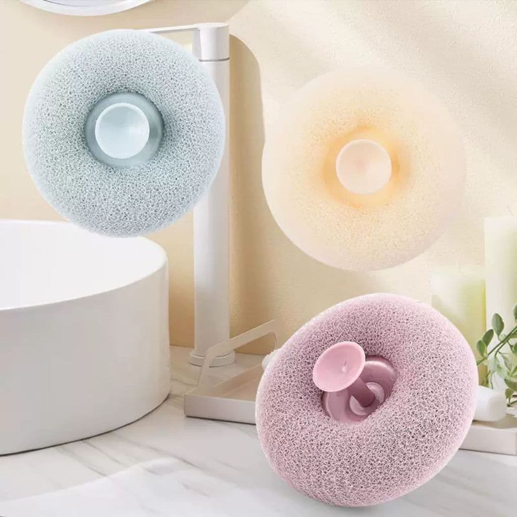 Esponja de Banho Esfoliante com Ventosa Massageadora Corporal Limpeza Profunda Reutilizável