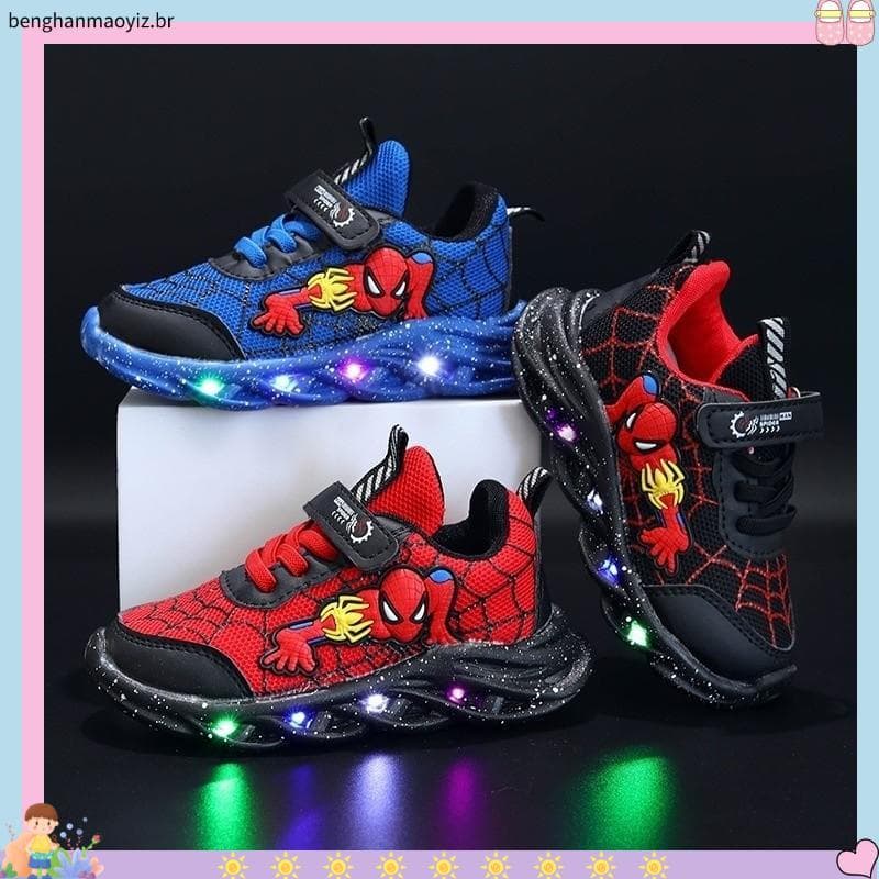 2023 Novo Estilo Iluminação Infantil & # 39 ; S Calçado Homem-Aranha Meninos E Calçados Esportivos pring Light Lumin