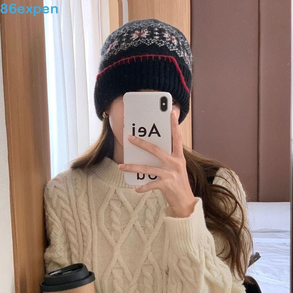 EXPEN1 Chapéu Pulôver De Malha , De Lã Jacquard À Prova De Frio Para Proteção De Ouvido , Gorro Quente Manter O Calor