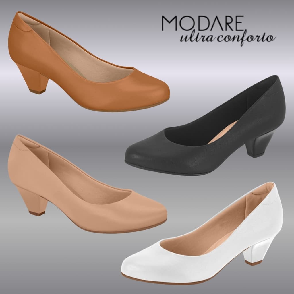Sapato Moleca Scarpin Original Salto Baixo Ultraconforto