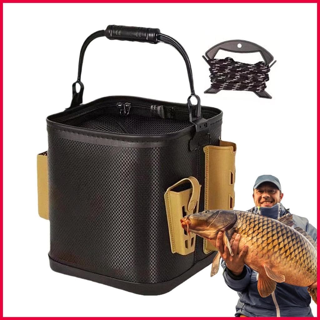 Balde De Pesca Para Peixes , Água Portátil Com Zíper Duplo , Bolsa Isca , Armazenamento À Prova D'água , Suporte Vara wo