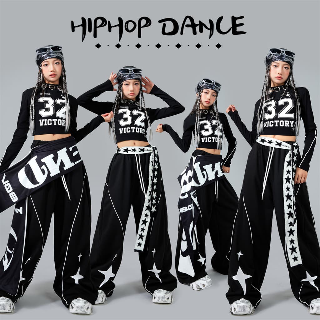 Meninas trajes de dança Jazz Hip-Hop na moda tempo legal trajes de dança de rua crianças passarela desempenho ternos men