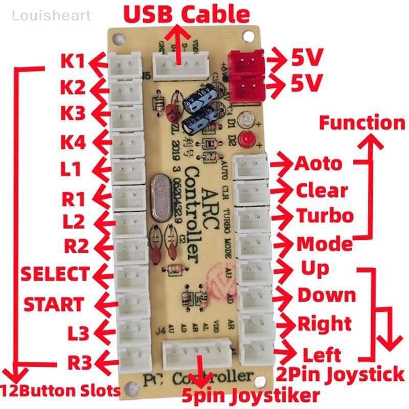 < Louish > DIY Zero Delay Arcade USB Encoder PC Para Joysti Roer Módulo De Painel De Controle De Placa De Circuito Jogos